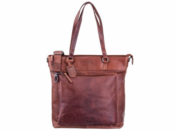 DIMAGINI Leder Shopper XL DM384009 mit Laptopfach 15" Kroko-Optik Brown