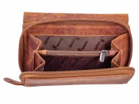 Greenwood Leder Damen Querformat Überschlagbörse 2554-RFID braun