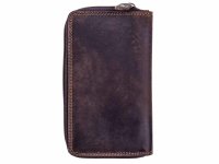 Greenwood Leder Damen Querformat Reißverschlussbörse 2552-RFID dunkelbraun
