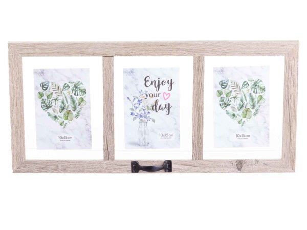 Edco Bilderrahmen für 3 Fotos, 15x10 cm 16564 shabby chic ca. 51x24x,4 cm grau