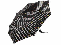 Happy Rain Auf-/Zu-Automatik Taschenschirm Windproof Damen Regenschirm Schwarz Bikini Dots & Stripes