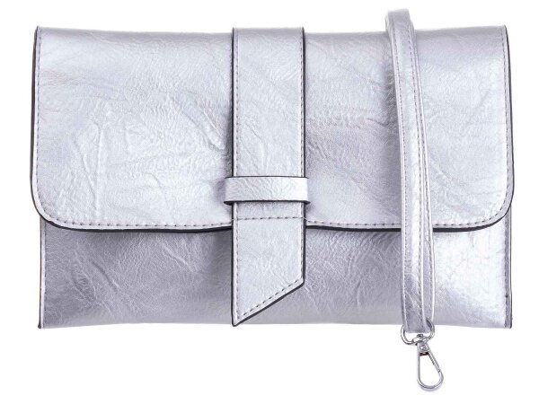 JSI Überschlag Tasche mit Riegel Clutch HB0243 silber