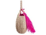 Alex Max Strohtasche mit Fransen Damen Shopper BO300 Fuchsia