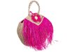Alex Max Strohtasche mit Fransen Damen Shopper BO300 Fuchsia