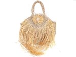 Alex Max Strohtasche mit Fransen Damen Shopper BO300 Beige