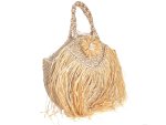 Alex Max Strohtasche mit Fransen Damen Shopper BO300 Beige