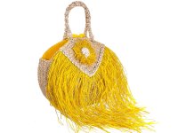 Alex Max Strohtasche mit Fransen Damen Shopper BO300 Yellow