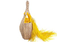 Alex Max Strohtasche mit Fransen Damen Shopper BO300 Yellow