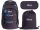 2 be 4 tlg. Schulrucksack-Set mit Ergo School Backpack, Turnbeutel, Schlamperbox, Regencape Black