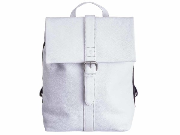 Prato LM Shahid Cityrucksack Daypack geprägtes Rindleder, 28 x 33 x 10 cm (B x H x T) - AL14-1-white