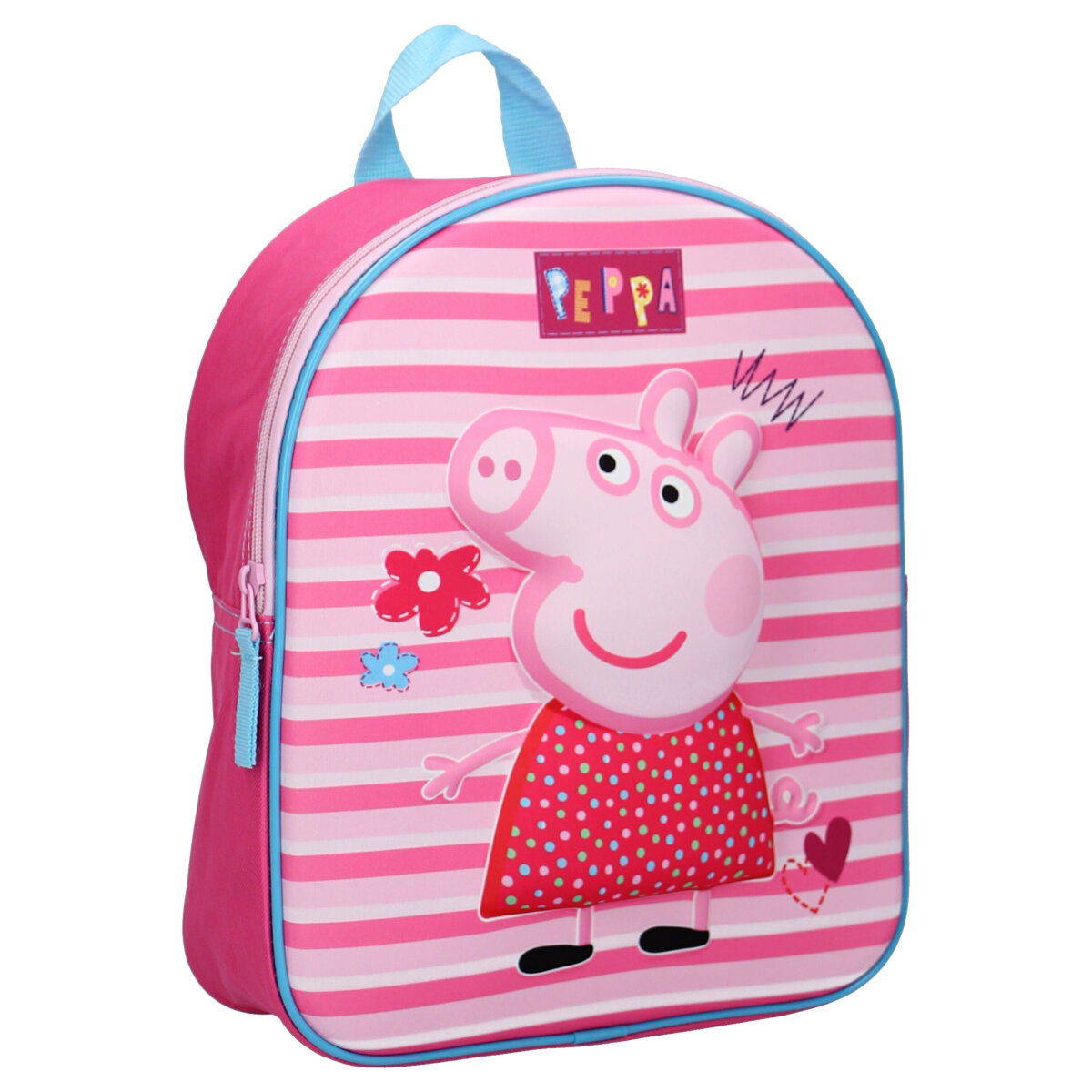 Peppa Wutz Kinderrucksack „Roll With Me“ – Hellblau & Rosa, Mit Verstellbaren Trägern & Herz-Tasche