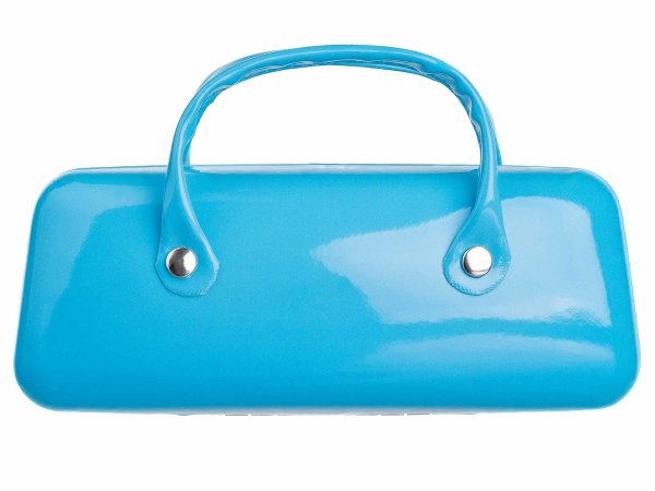 Brillenetui Hartschalenetui Brillenbox Hardcase im Handtaschen-Design 086019  türkis Lack