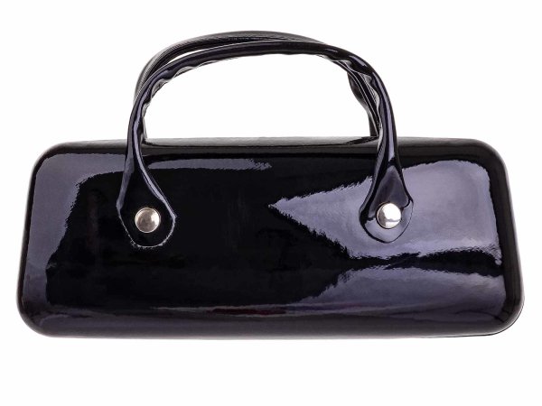 Brillenetui Hartschalenetui Brillenbox Hardcase im Handtaschen-Design 086019  schwarz Lack