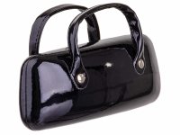Brillenetui Hartschalenetui Brillenbox Hardcase im Handtaschen-Design 086019  schwarz Lack