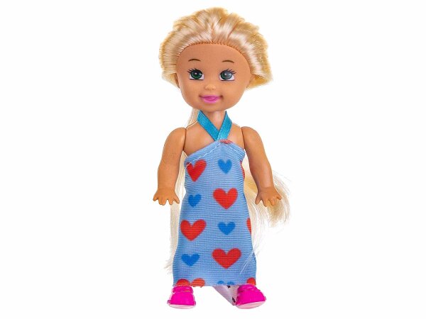 Edco Mini-Modepuppe ca 10. cm Spielpuppe hellblau / rot