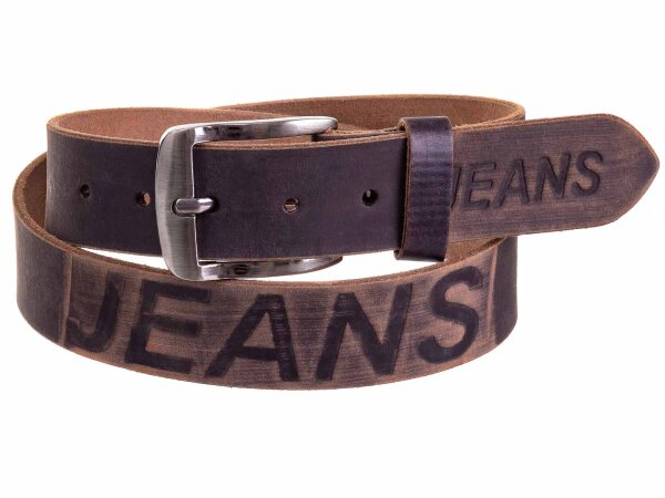 JS Jeans Gürtel G1 "JEANS" dunkelbraun 105 cm