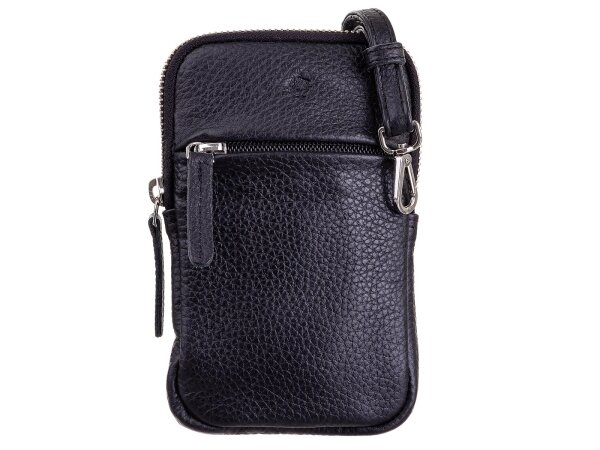 Prato LM Shahid J14-P geprägtes Rindleder Handytasche schwarz