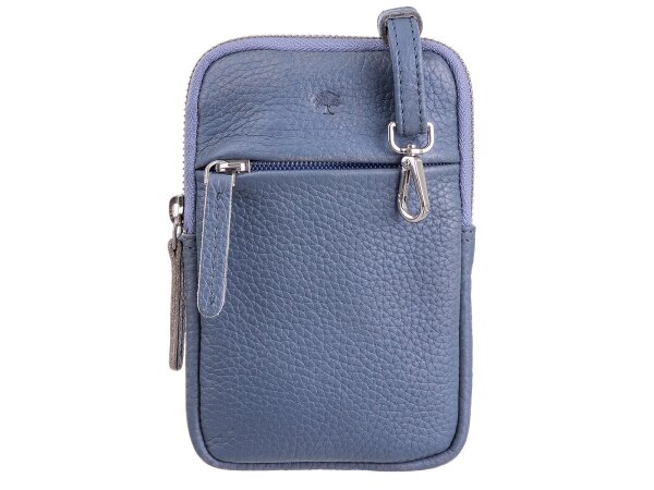 Prato LM Shahid J14-P geprägtes Rindleder Handytasche mid blue