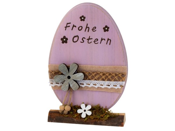 Mel-O-Design Osterei aus Holz mit Aufdruck " Frohes Fest " ca. 20 x 14 cm rosa