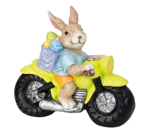 Mel-O-Design Osterhase auf Motorrad mit Eier im Gepäck ca. 38,5 cm