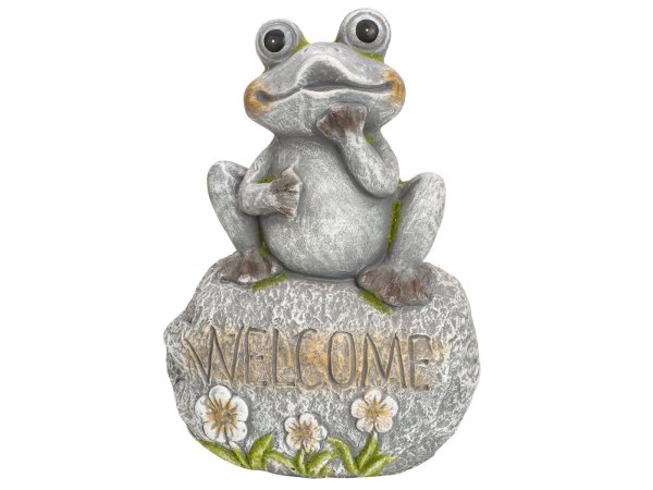 Mel-O-Design 2416 Frosch sitzend auf "Welcome"-Stein