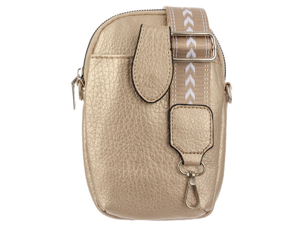 Hernan HB0376 Handytasche mit breitem Gurt geräumiges Hauptfach ca. 0,5 Liter gold