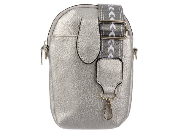 Hernan HB0376 Handytasche mit breitem Gurt geräumiges Hauptfach ca. 0,5 Liter silber