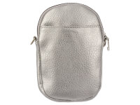 Hernan HB0376 Handytasche mit breitem Gurt geräumiges Hauptfach ca. 0,5 Liter silber