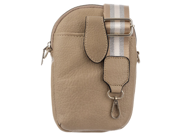 Hernan HB0376 Handytasche mit breitem Gurt geräumiges Hauptfach ca. 0,5 Liter taupe