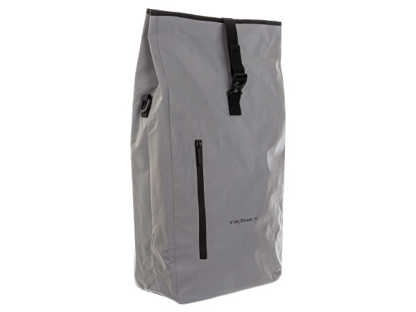 Franky Fahrradtasche Kuriertasche Rucksack bis 20,5 Kg Zuladung  ca. 24 Liter silver reflectiv