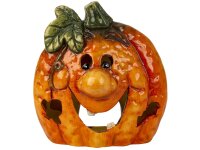 Mel-O-Design  Deko Halloween Kürbis 1639 Teelichthalter mit Knollen-Nase orange