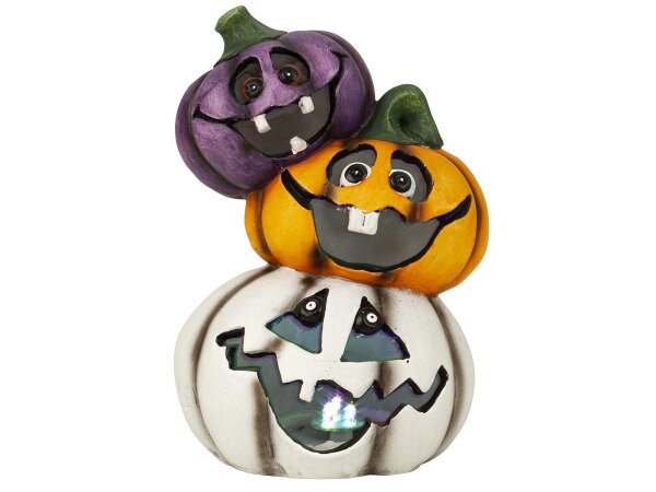 Mel-O-Design Deko Lustige Halloween-Kürbisse mit LED-Licht ca. 21 cm hoch