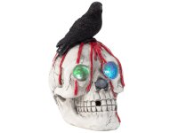 Mel-O-Design Halloween 3470 Totenkopf mit Rabe LED und Sound