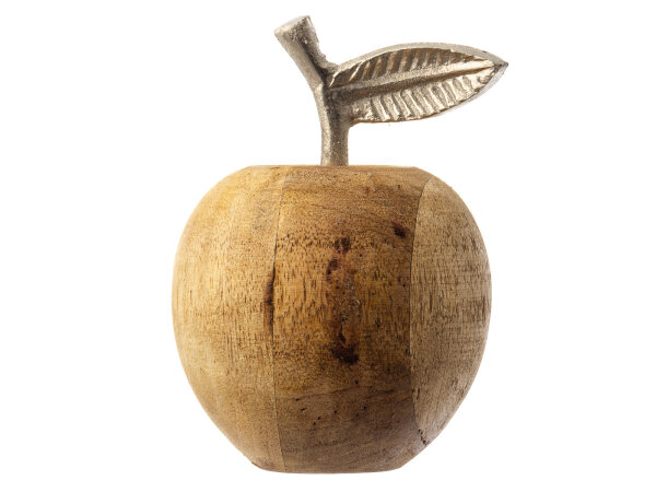 Noor Living Deko Holz Apfel aus Mangoholz & Aluminium massiv ∅ ca. 9 cm