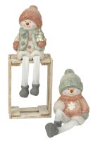 Mel-O-Design 7993 Schneemann rosa & zartgrün stehend mit Winterbekleidung & Schlenkerbeinen