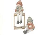 Mel-O-Design 7993 Schneemann rosa & zartgrün stehend mit Winterbekleidung & Schlenkerbeinen