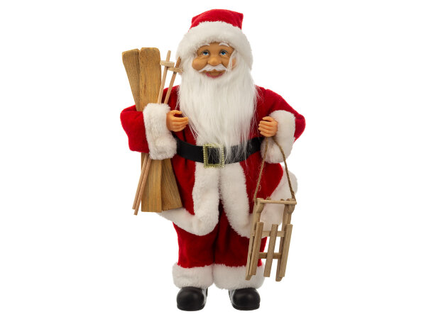 Christmas Paradies 41003-40 Weihnachtsmann Santa Klaus Ski und Schlitten ca. 40 cm