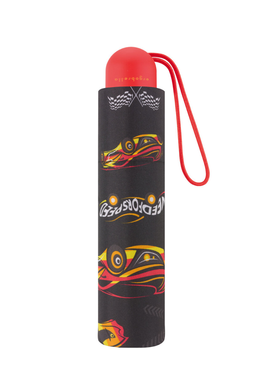 Ergobrella Parapluie De Poche Enfant Voiture De Course - 89cm Avec Éléments Réfléchissants, Léger Et Sécurisé
