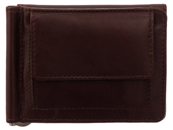 STEFANO Dollarclip 470-032 mit Kartenfächern und Münzfach dunkelbraun