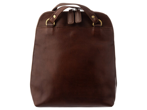 Prato City Rucksack L400 Leder 2 in 1 Rucksack und Umhängetasche brown