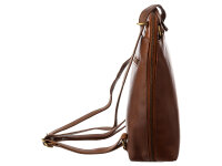 Prato City Rucksack L400 Leder 2 in 1 Rucksack und Umhängetasche dark cognac