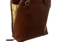 Prato City Rucksack L400 Leder 2 in 1 Rucksack und Umhängetasche dark cognac