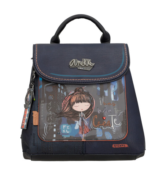 Anekke Contemporary Backpack Cityrucksack Überschlag 37805-231 grau/blau