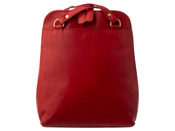 Prato City Rucksack L400 Leder 2 in 1 Rucksack und Umhängetasche red