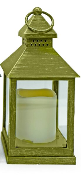 Noor Living 88349 Light Up LED Laterne warmweiß, flackernd khaki