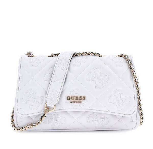 GUESS Marieke Convertible Xbody Flap Damen Umhängetasche white logo