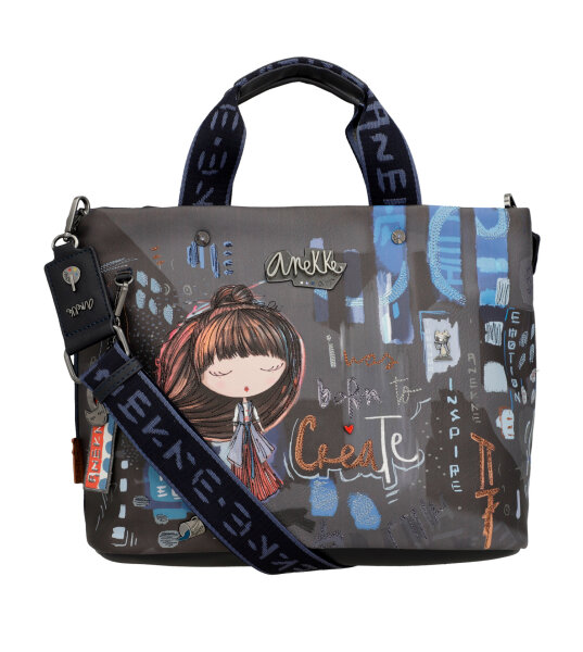 Anekke Contemporary Schultertasche mit 2 Griffen Short Handle Bag Shopper 37801-222 grau