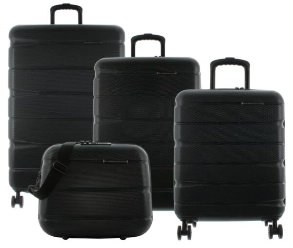 Franky A-B-S13 4er Kofferset 55/66/76 mit Beautycase Hartschalenkoffer Spinner mit TSA-Schloss Gr. S/M/L  Schwarz