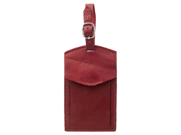 Prato E02 Luggage Tag Kofferanhänger Adressanhänger Leder rot