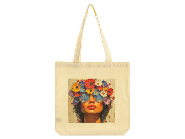 Prato CS01 Canvas Einkaufsbeutel Tragetasche bedruckt flower lady